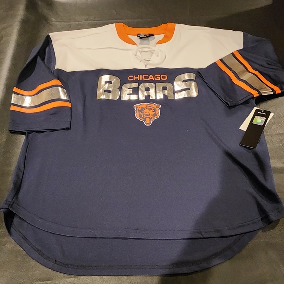 NFL Official Chicago Bears Double Team 3/4-Sleeve Lace-Up T-Shirt. Ladies XL - Picture 7 of 8